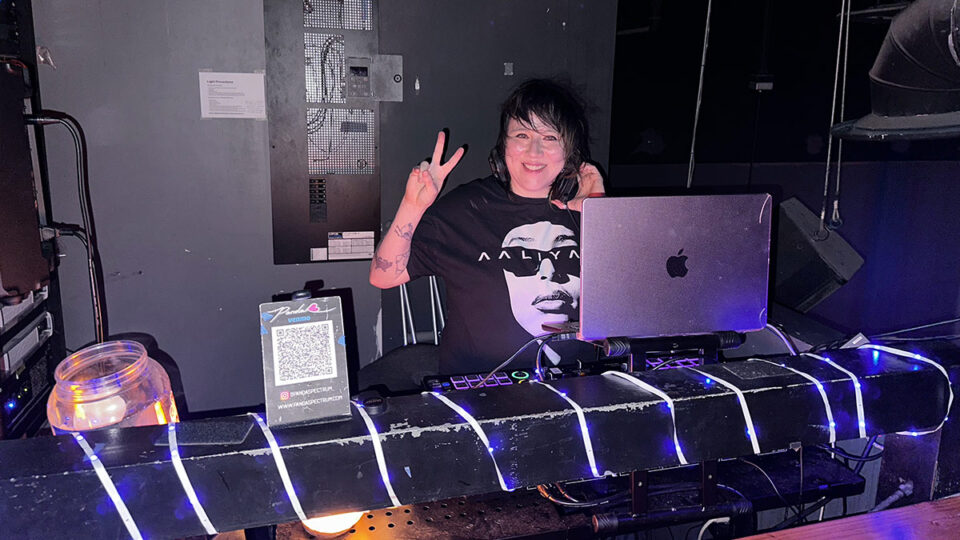 DJ performing during a themed dance night at Oddfellows Las Vegas