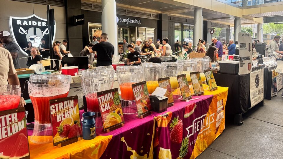Fresh juices and colorful fruit drinks available at the Downtown Summerlin Farmers Market