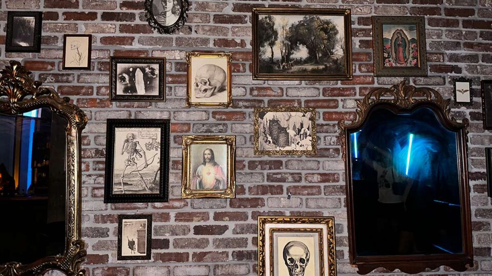 Artwork displayed in the back lounge at Oddfellows Las Vegas