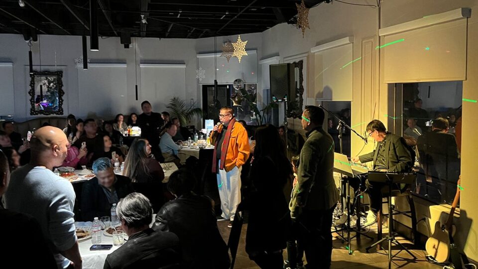 Engagement celebration with a DJ inside Beso Restaurant