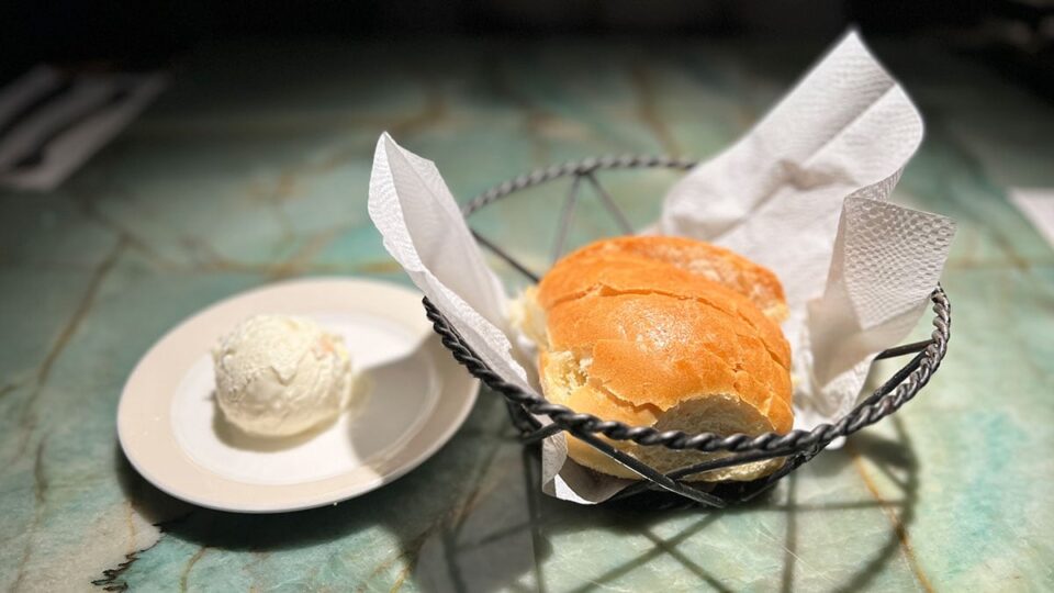Bread and creamy spread served at Beso Restaurant