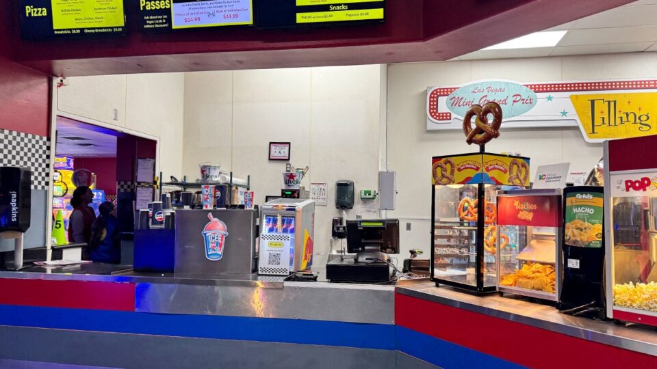 Cafeteria offering Pizza, Icee, Pretzel, Nachos and more