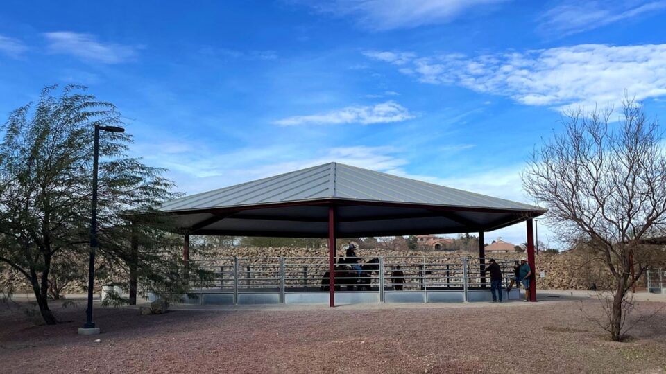 Covered equestrian practice arena at Lone Mountain Park in Las Vegas