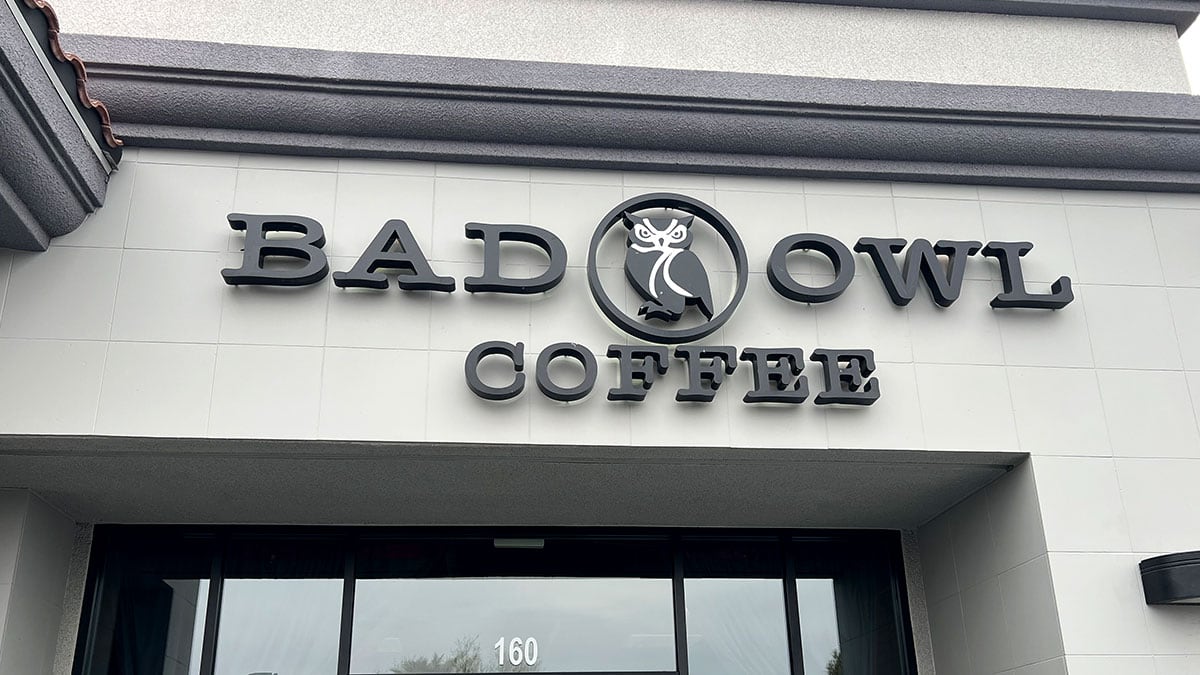 Front Sign of Bad Owl Coffee in Henderson