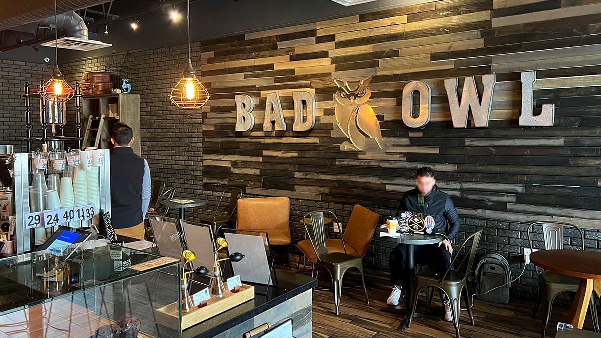 Interior of Bad Owl Coffee