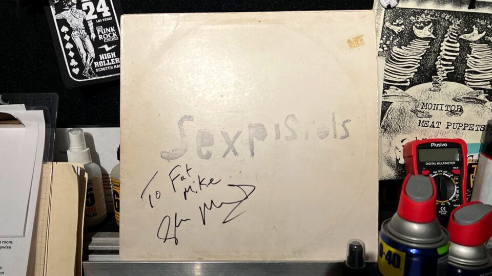 a white record with writing on it