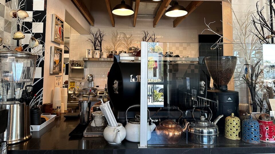Barista counter and coffee preparation area at The Writer's Block