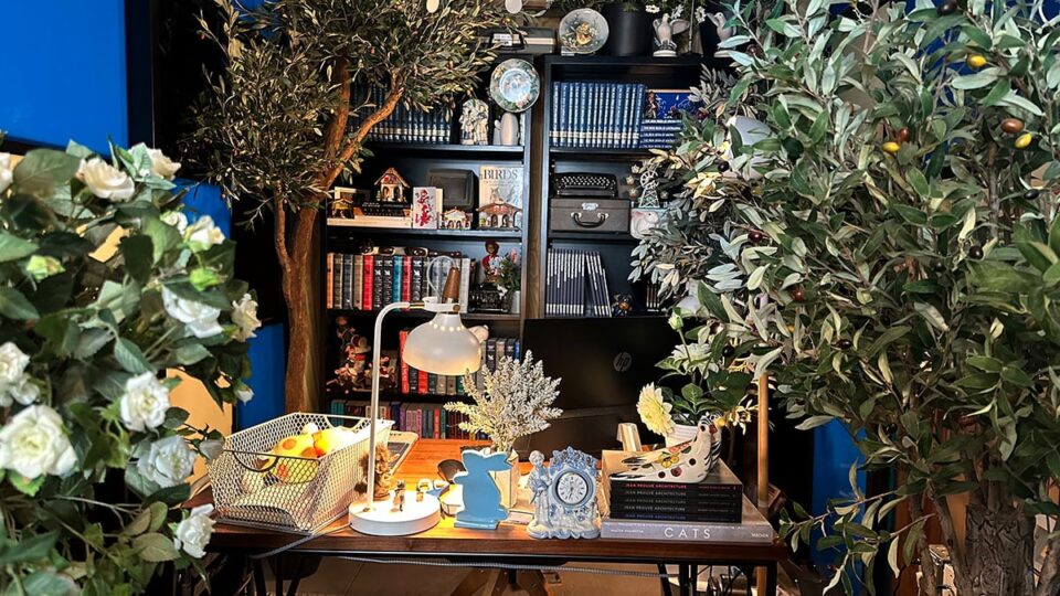 Bookshelves and whimsical decor inside The Writer's Block in Downtown Las Vegas