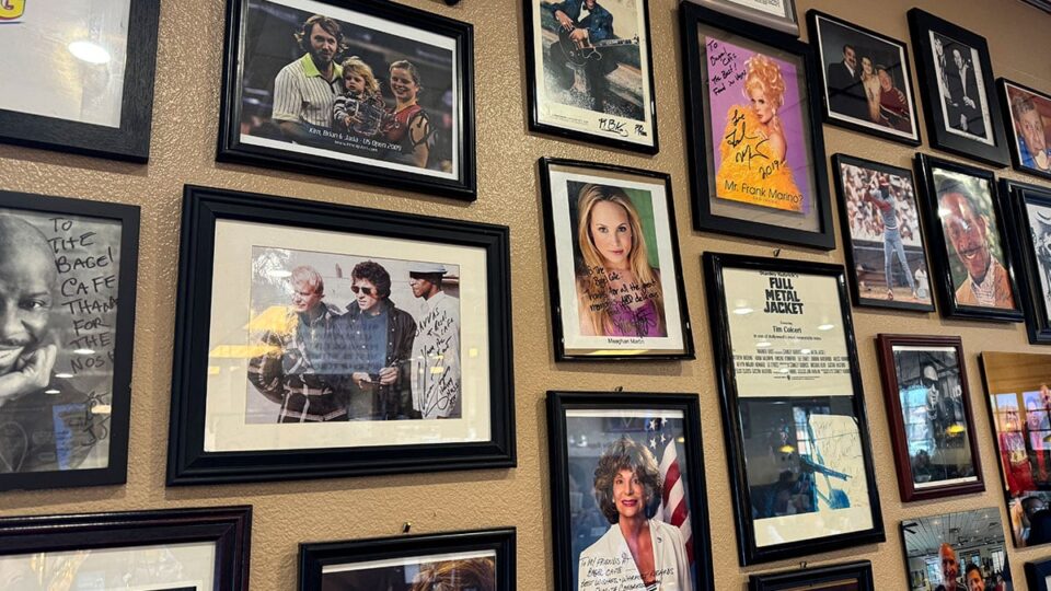 Wall of Fame and history at the bagel cafe