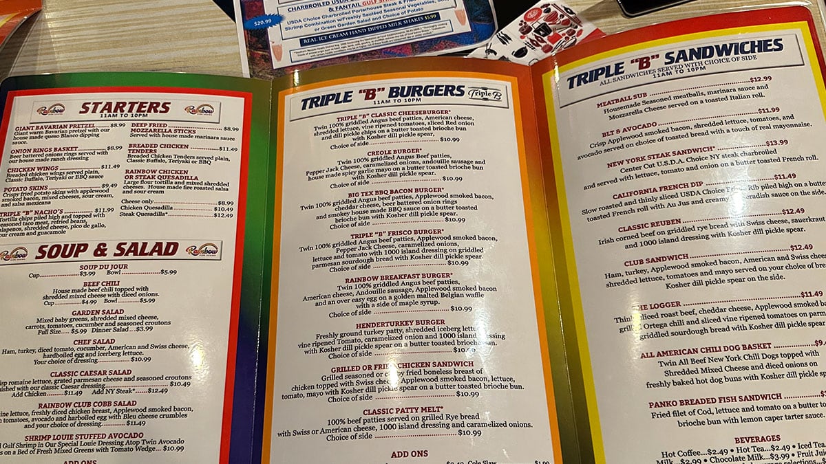 Full Menu From Triple B