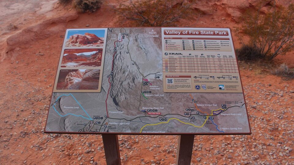 Map of Valley of Fire State Park