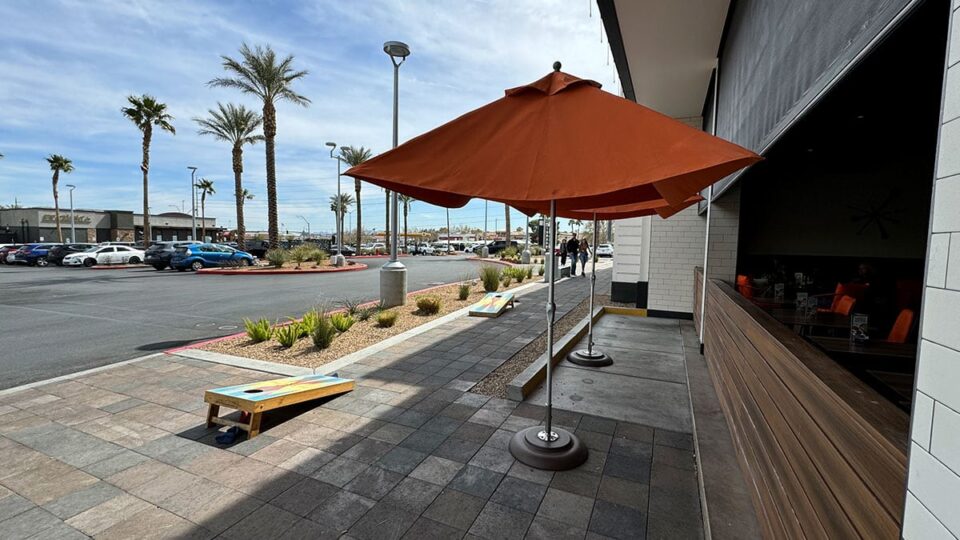 Bean Bag Toss outside Snooze Summerlin