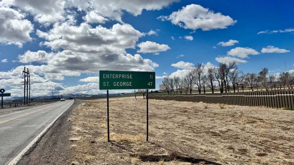 Roadsign in Newcastle UT - 47 miles to St George