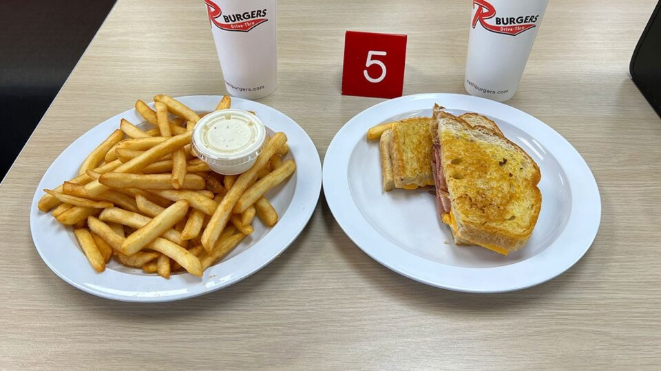 R Burgers Ham and Cheese Sandwich with Fries