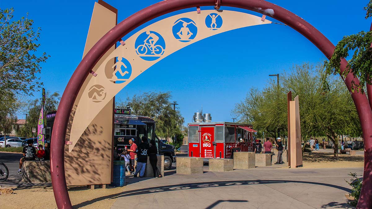 metal arch at the park