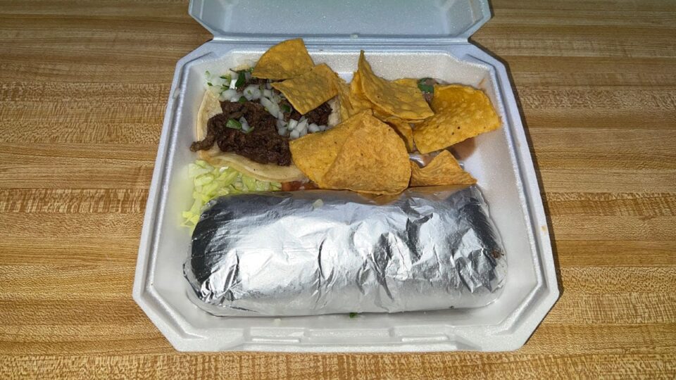 Burrito and Taco from Tacos Los Toritos