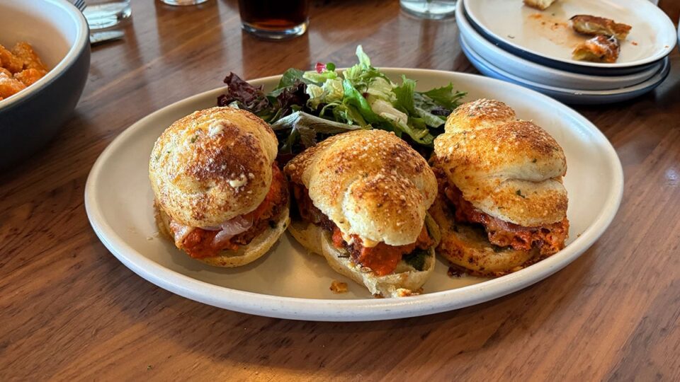 Chicken Pesto Garlic Knot Sliders