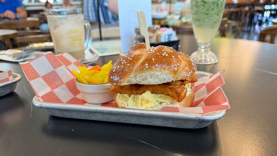 Delicious Halloumi Cheese Sandwich with Cream Cheese and Scrambled Eggs