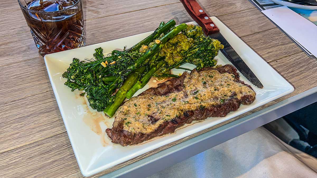new york strip steak and coke