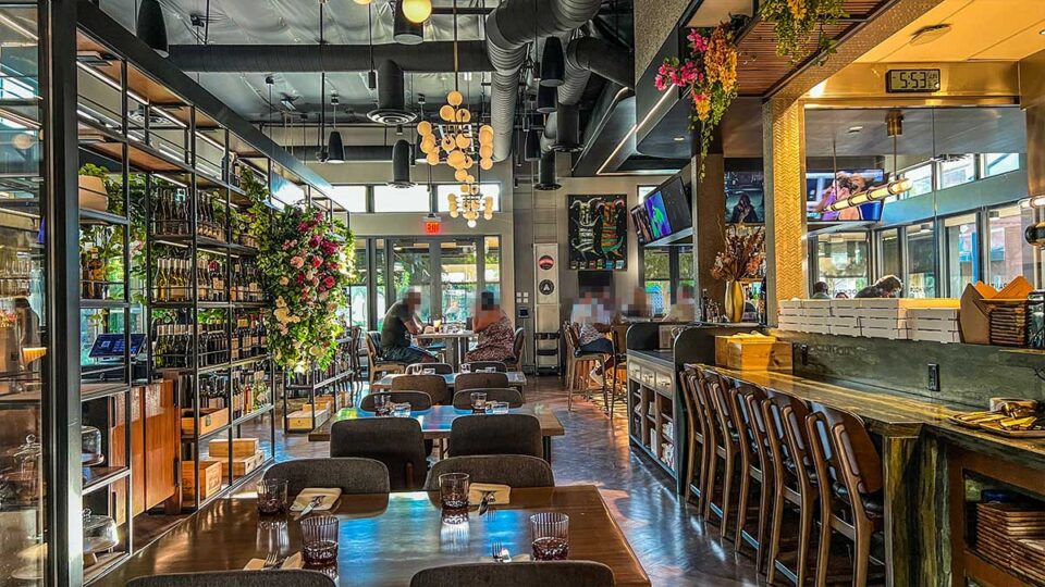 Dining room and bar seating at AMARI Italian Kitchen