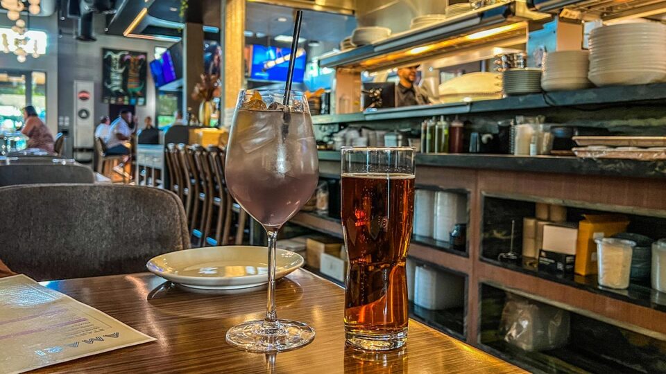 Peroni beer and Fiori Spritz at AMARI Italian Kitchen
