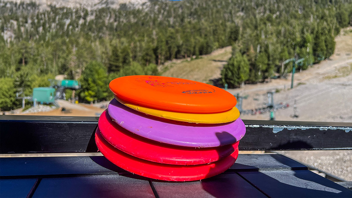 disc golfing in the mountains