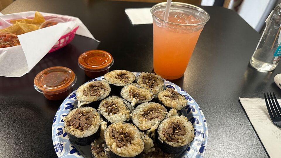 Bulgogi Sushi and a Drink at Komex Fusion