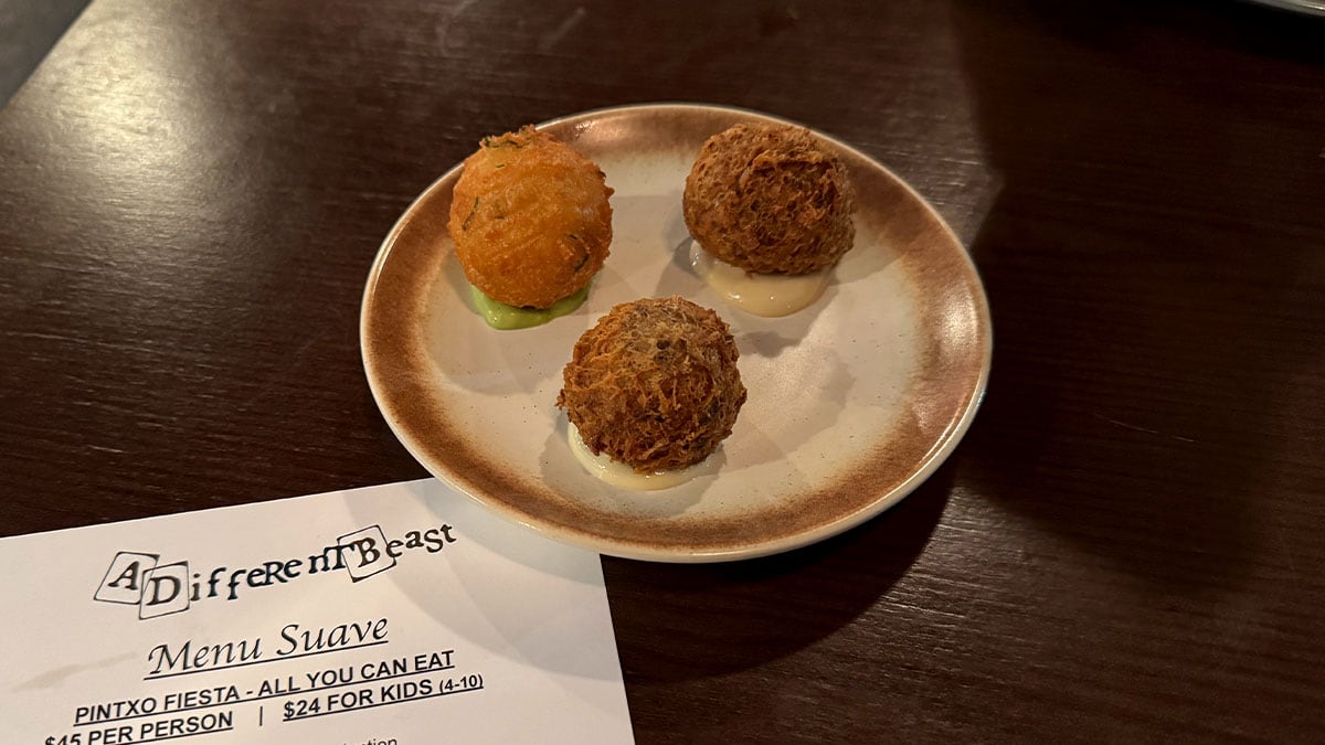 Buneuelo De Hongos and De Basa with Chive aioli and garlic aioli