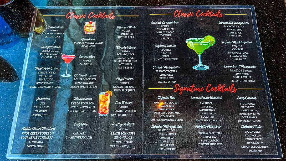 Carmines Pizza Kitchen Drink Menu