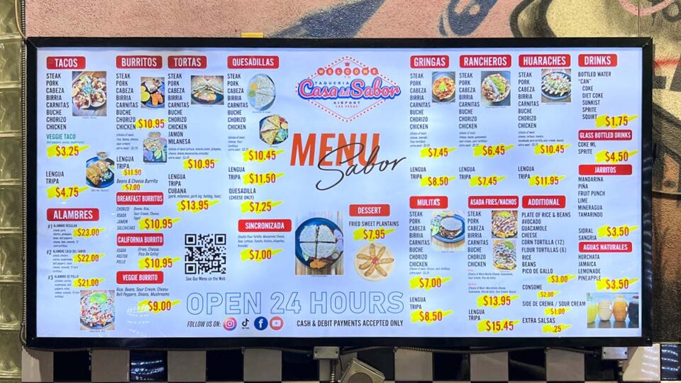 The Menu at Casa Del Sabor