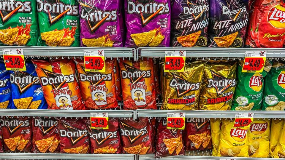 international chips and snacks on shelves at Superior Grocers Las Vegas