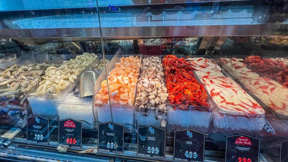 fresh fish shrimp and seafood displayed at Superior Grocers Las Vegas