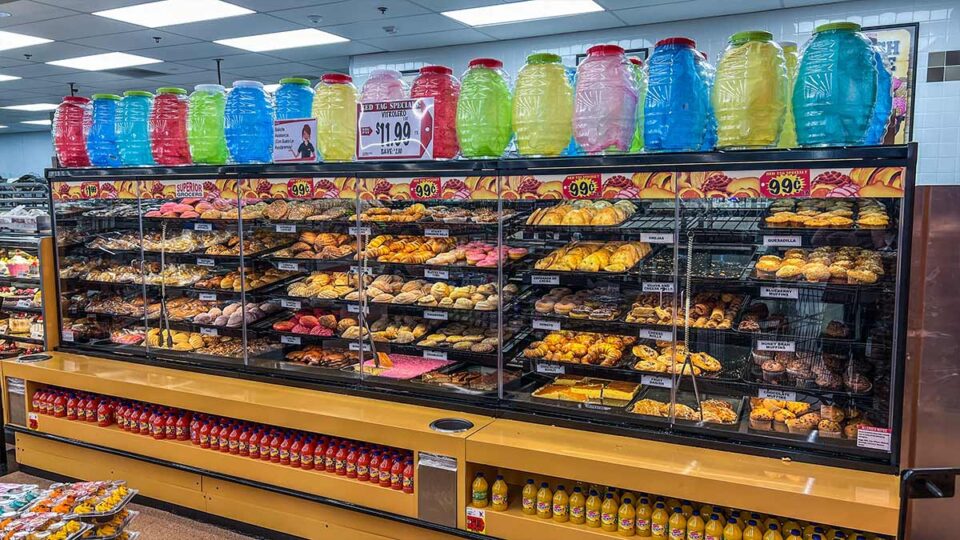 conchas bolillos and Mexican pastries at Superior Grocers bakery