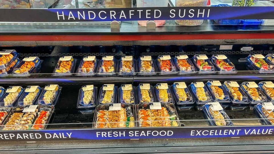 fresh sushi display inside Superior Grocers Las Vegas