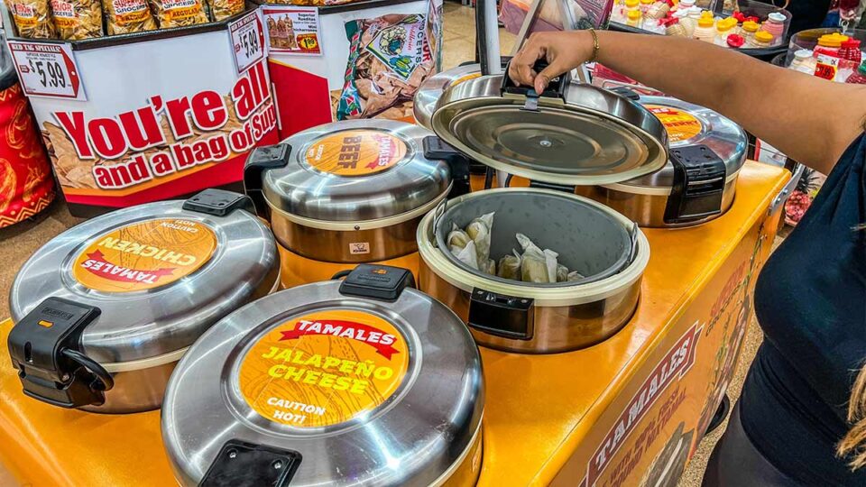 tamale cart inside Superior Grocers on Decatur Boulevard in Las Vegas