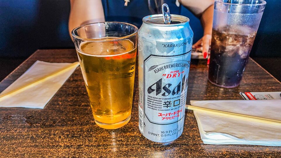Cold Asahi Super Dry beer served at Shokku Ramen Las Vegas