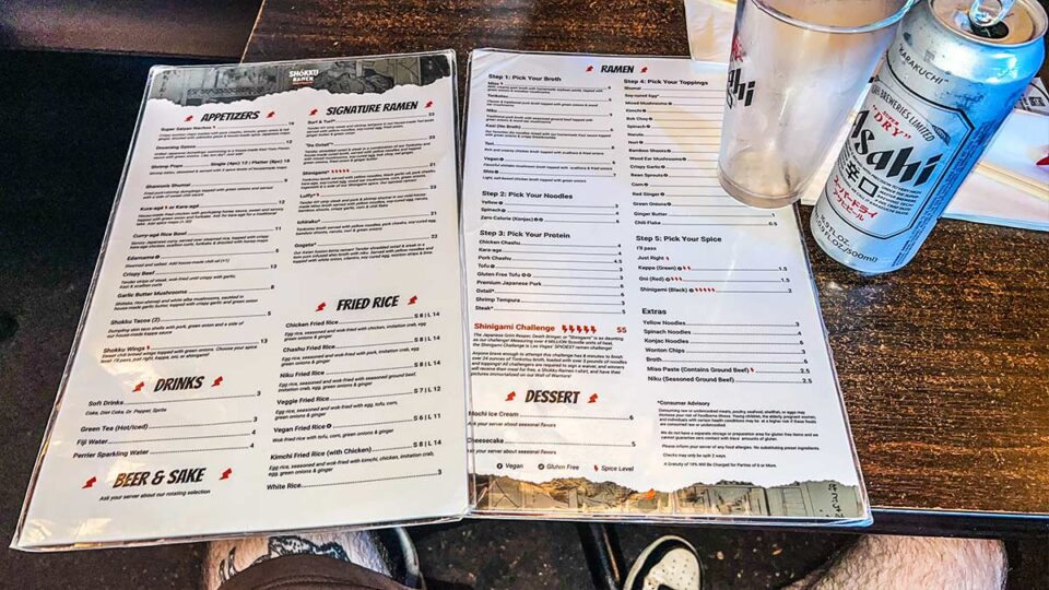 Shokku Ramen Menu