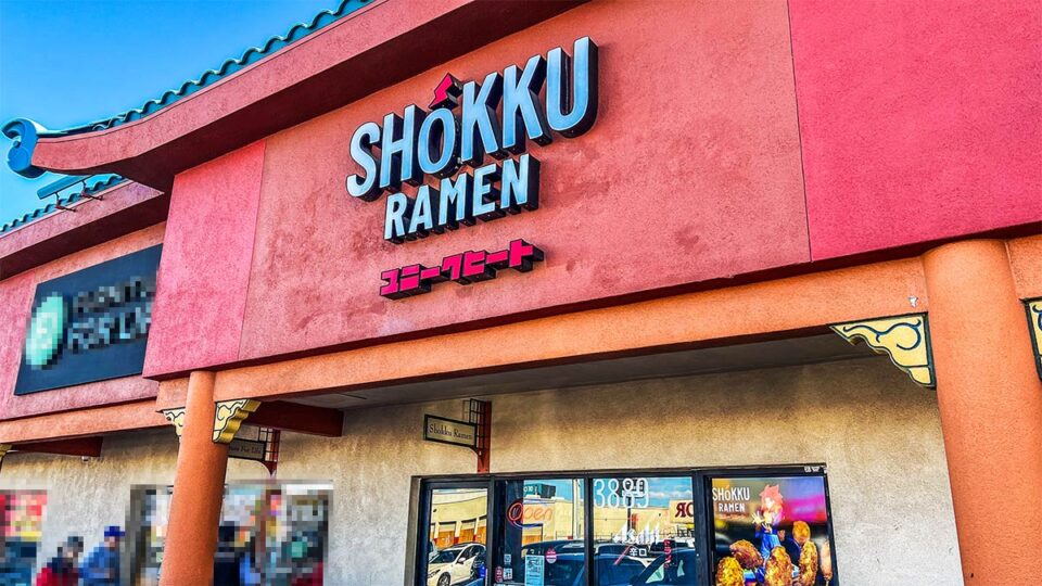 Exterior of Shokku Ramen on Spring Mountain Road in Las Vegas Chinatown