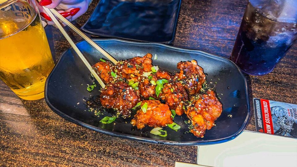 Kore-age fried chicken with gochujang honey sauce at Shokku Ramen Las Vegas