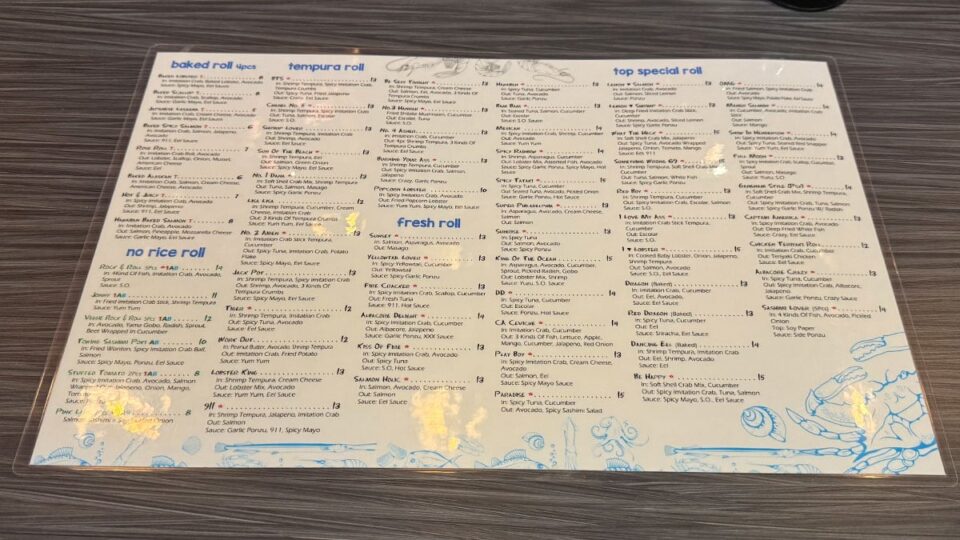 Top Sushi and Oyster Sahara AYCE Menu