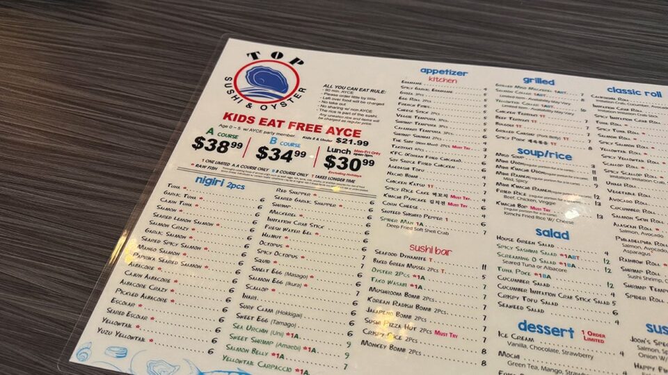 Top Sushi and Oyster Sahara Prices