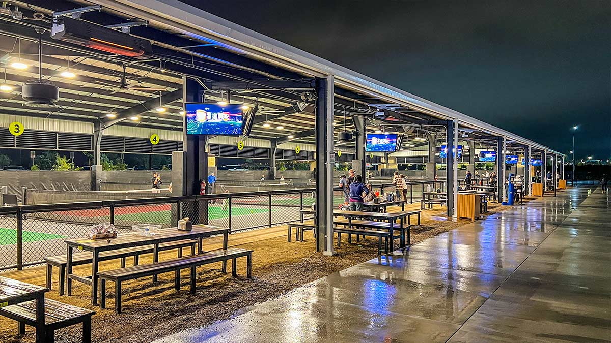 open-air courts and benches
