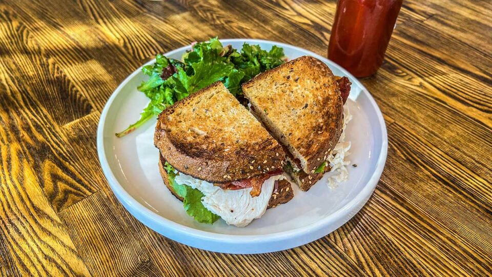Bacon, Lettuce, Avocado, Tomato, and Chicken Sandwich