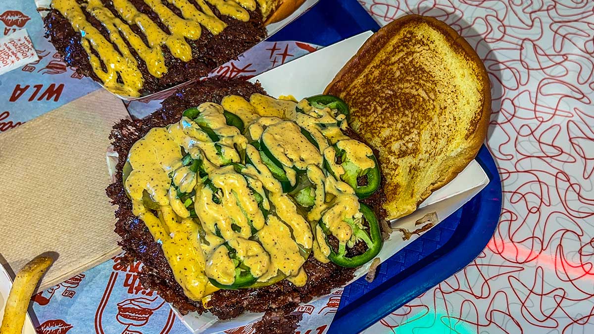Jalapeño-topped S.O.B. burger at With Love, Always