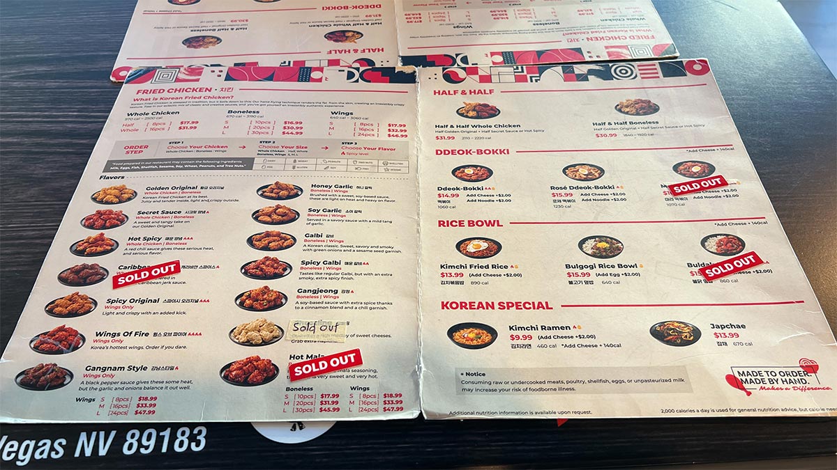 Bb.Q Chicken Menu