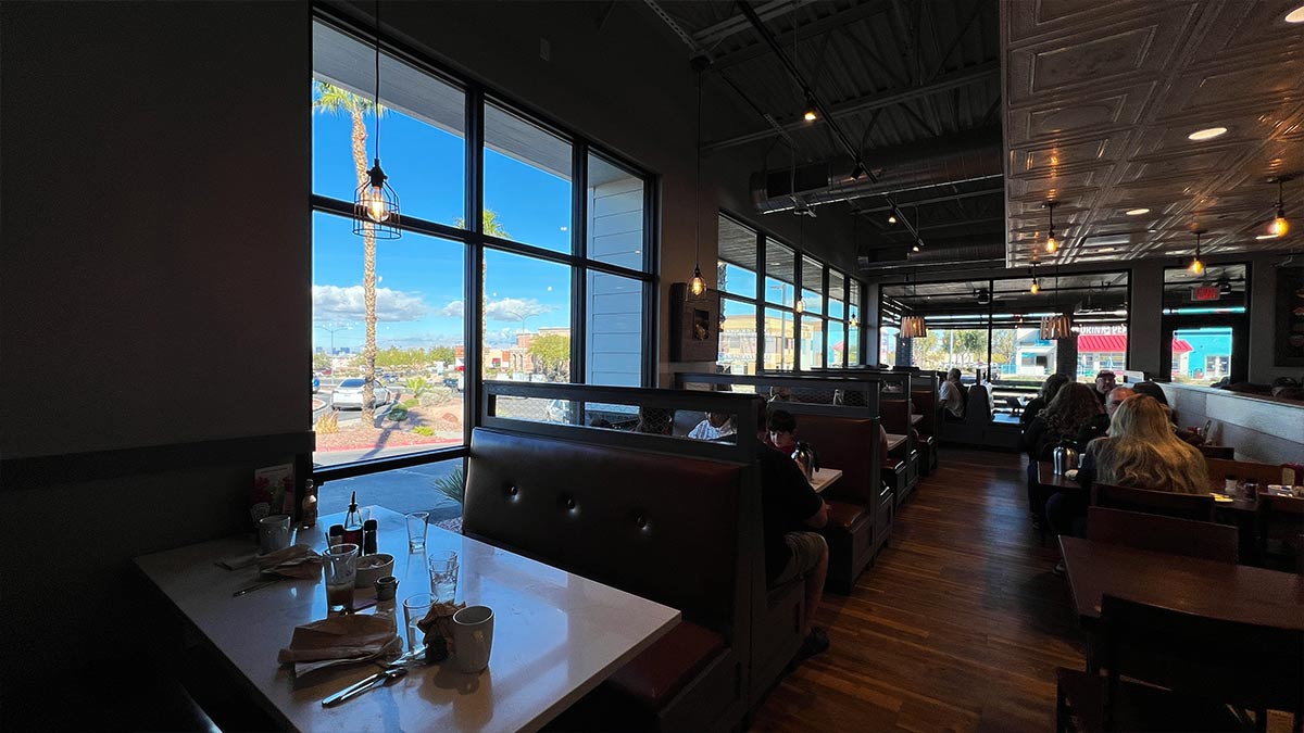 Booth seating inside First Watch Henderson