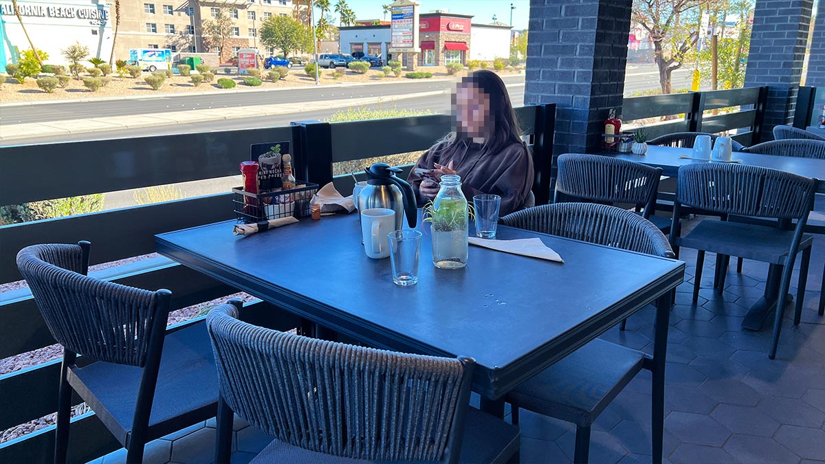 Outdoor patio seating at First Watch Henderson