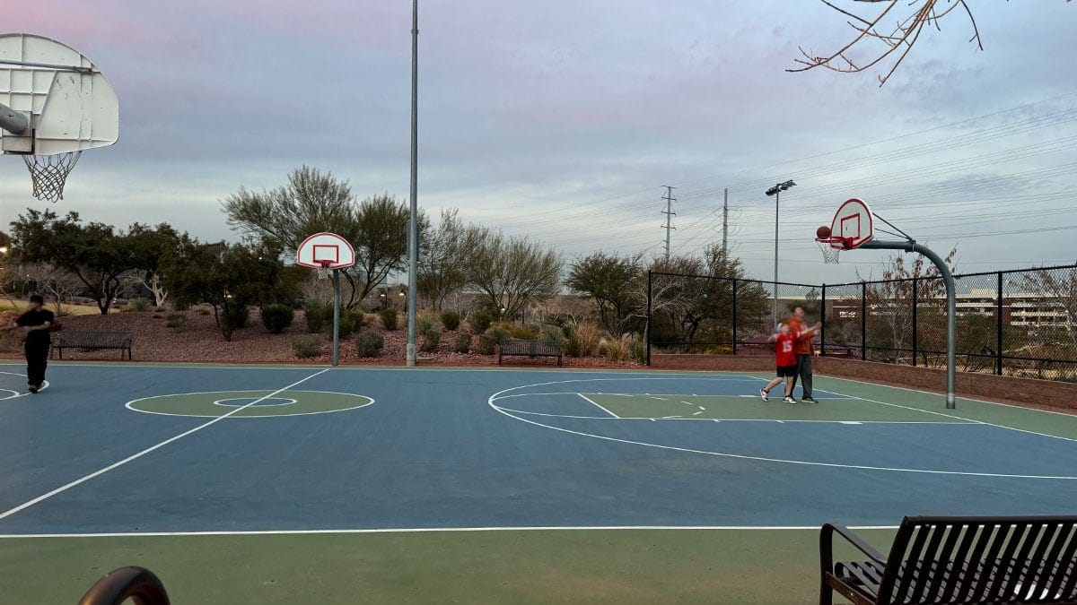 Outdoor basketball courts at Sagemont Park in the Summerlin area of Las Vegas.