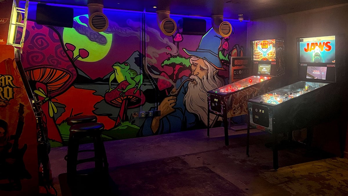 Gaming room at Corduroy bar in downtown Las Vegas.