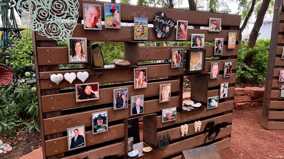 Display honoring victims at the Route 91 Healing Garden in Las Vegas.
